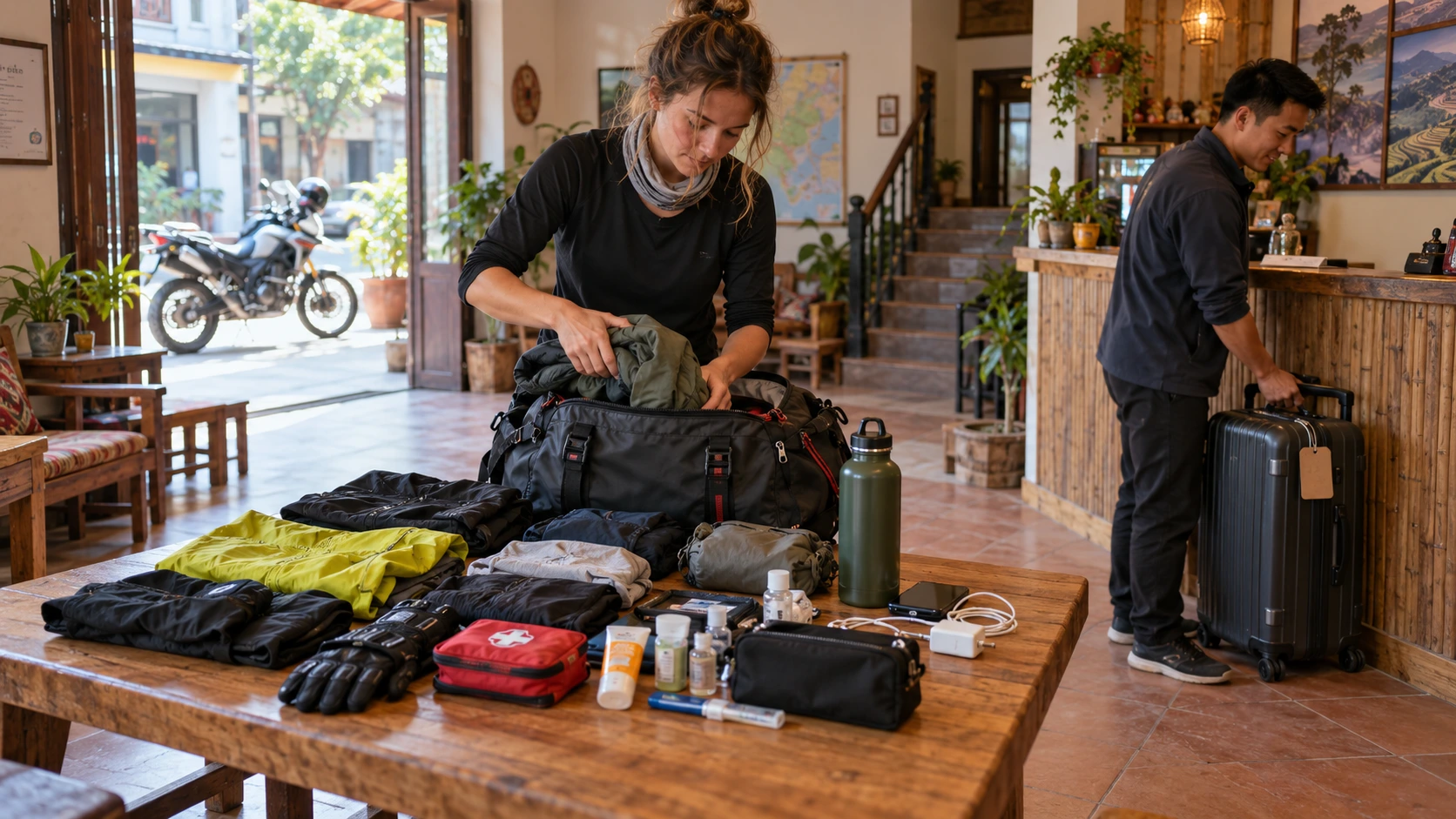Pack light everything must fit in a backpack secured to your motorbike.